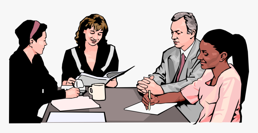 Vector Illustration Of Businesswoman In Business Meeting - Office Meeting Clipart, HD Png Download