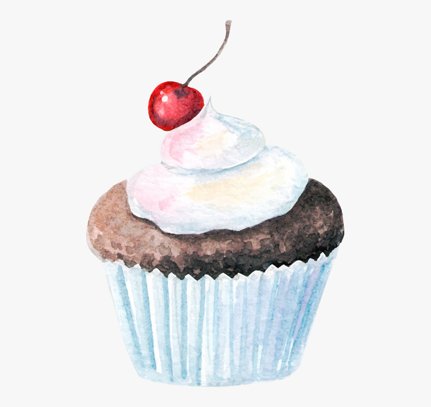 Transparent Cupcakes Vector Png - Cupcake Watercolor Illustration Png, Png Download