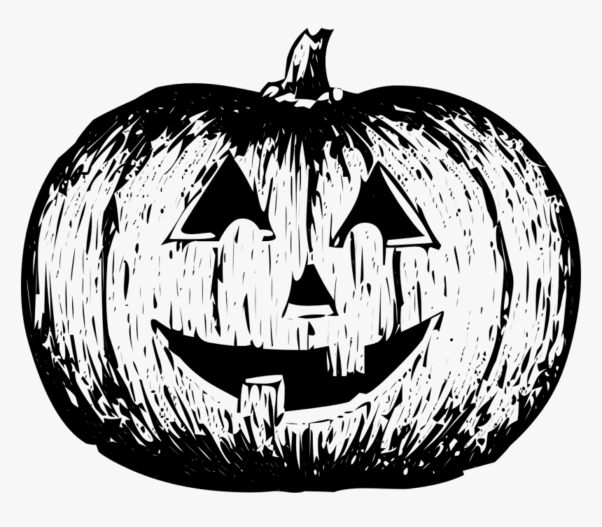 Free Black And White Jack O Lantern Png - Pumpkins Black And White, Transparent Png