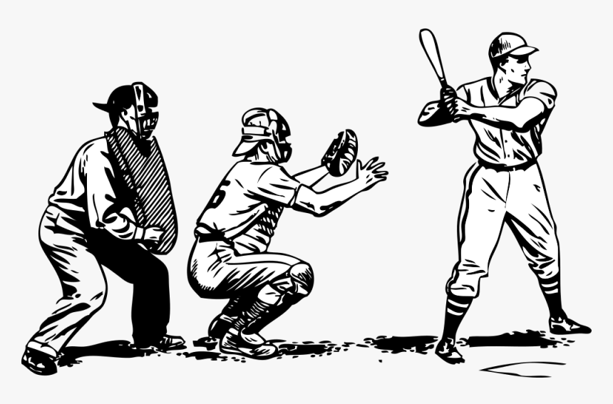 Playing Baseball Black And White, HD Png Download