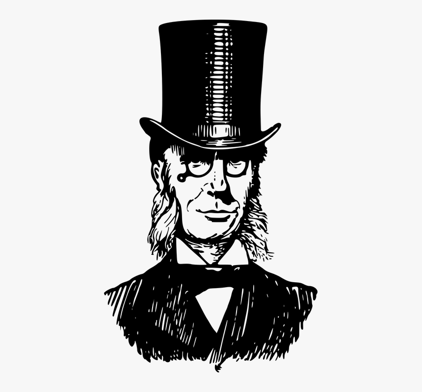 Hombre Con Sombrero De Copa Victoriano - Man In Top Hat Clipart, HD Png Download