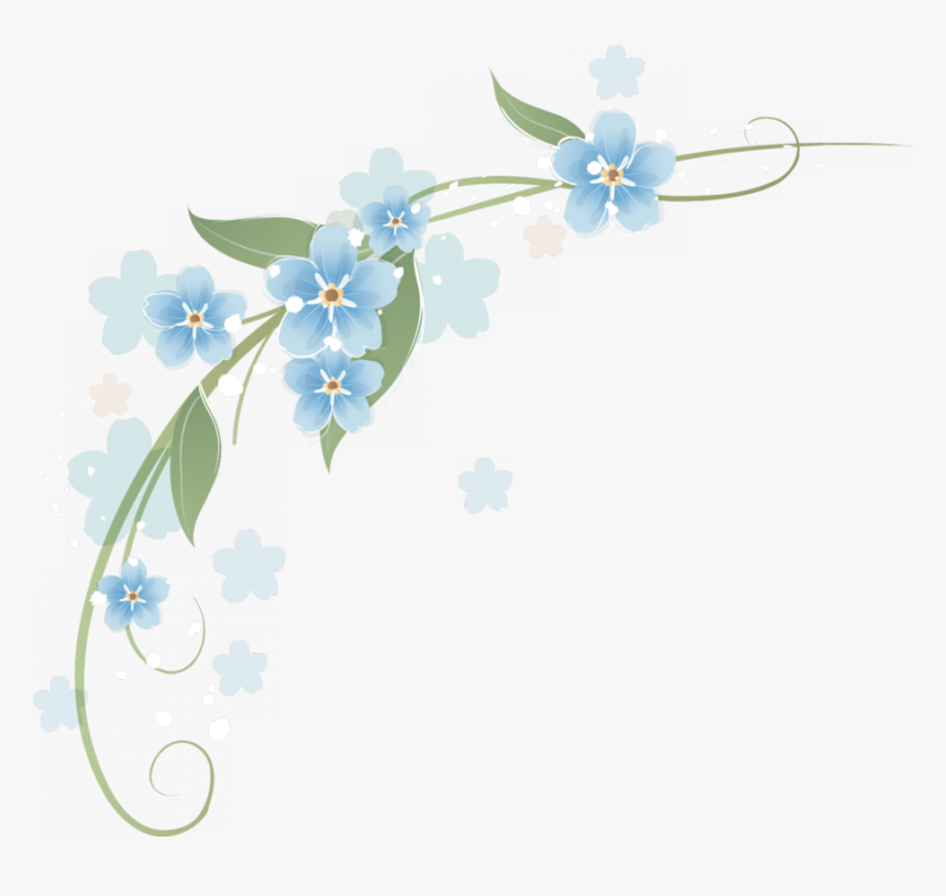 Esquinero De Flores Azules Clipart Flower Borders And - Flores Azules Vintage Png, Transparent Png