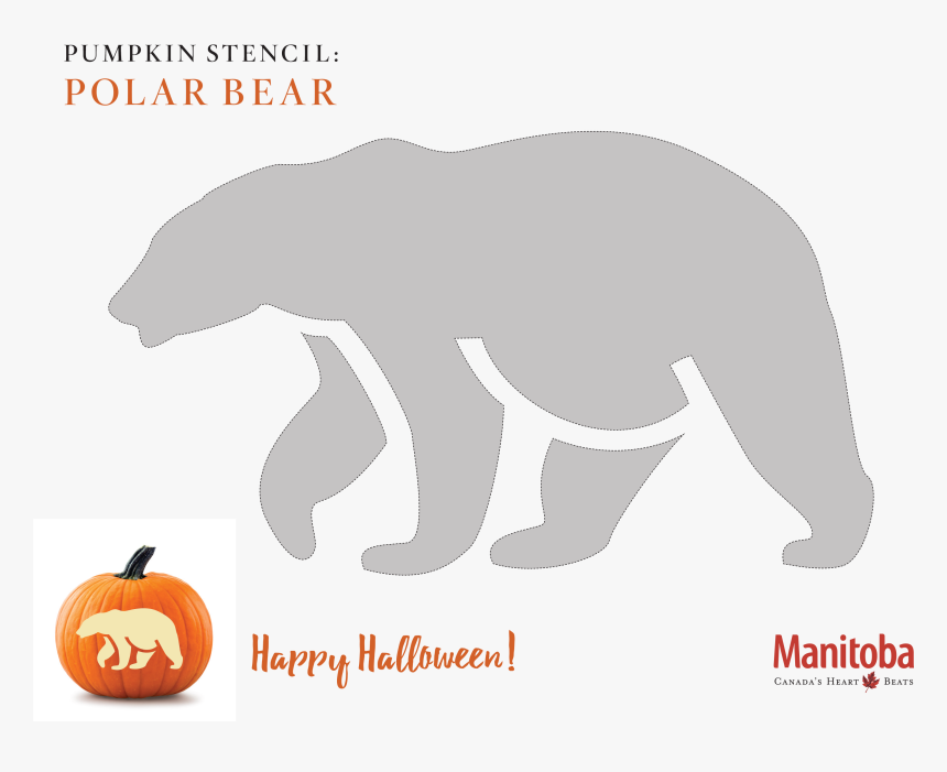 Polar Bear Pumpkin Carving Stencil - Polar Bear Pumpkin Carving, HD Png Download
