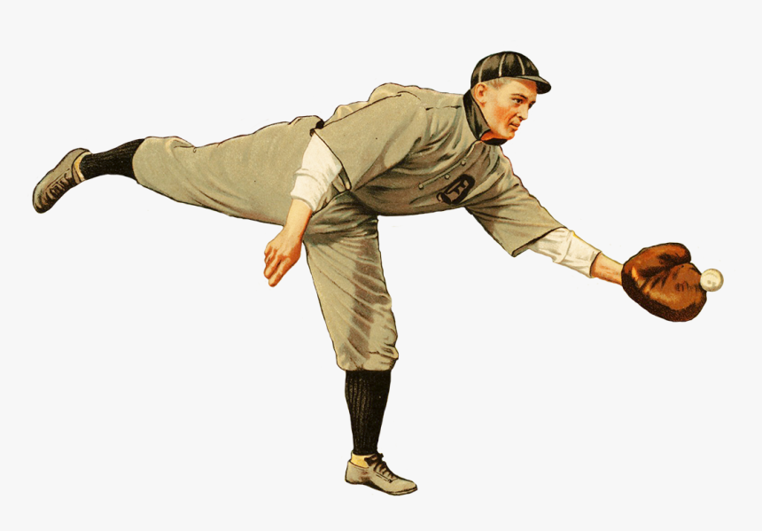 Baseball Player With Glove And Ball - Baseball Player Png Vintage, Transparent Png
