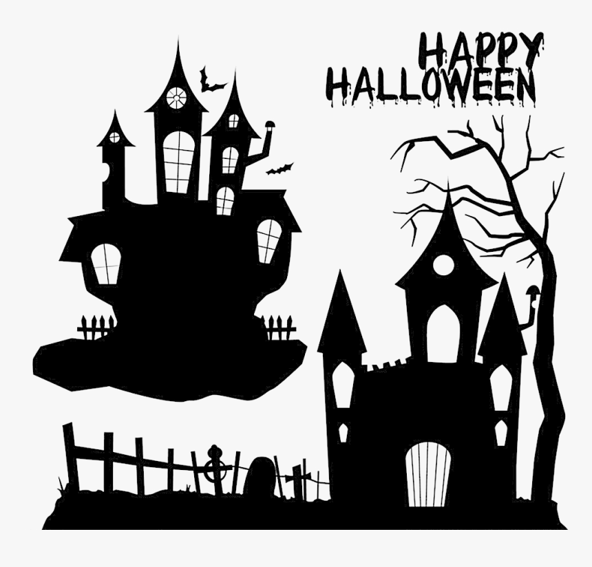 Halloween Castle Png Download - Haunted Castle Silhouette Png, Transparent Png