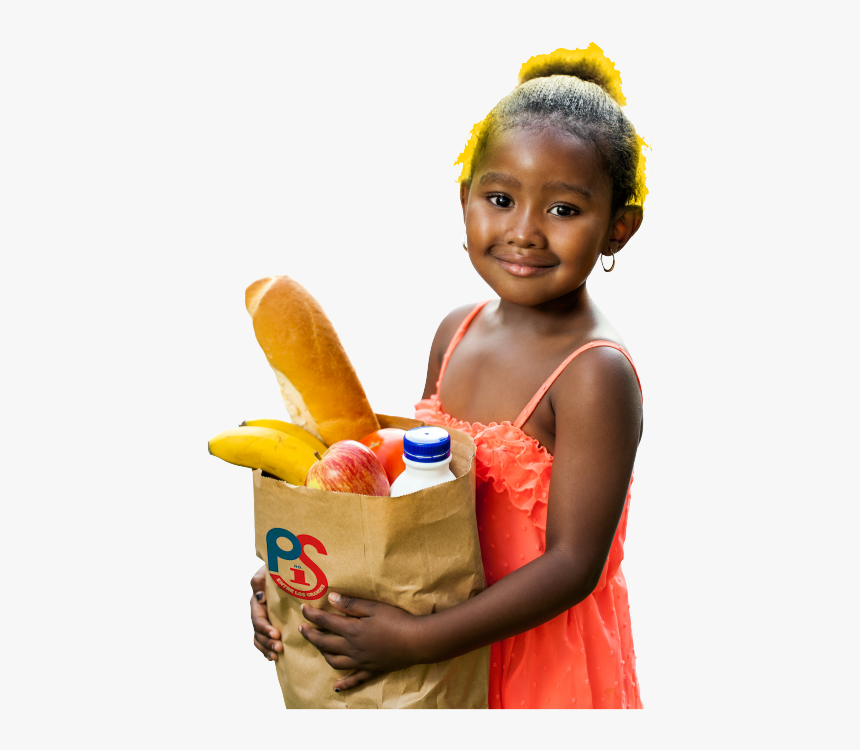 Little Girl Holding Groceries - Kid Holding Bag Of Food, HD Png Download