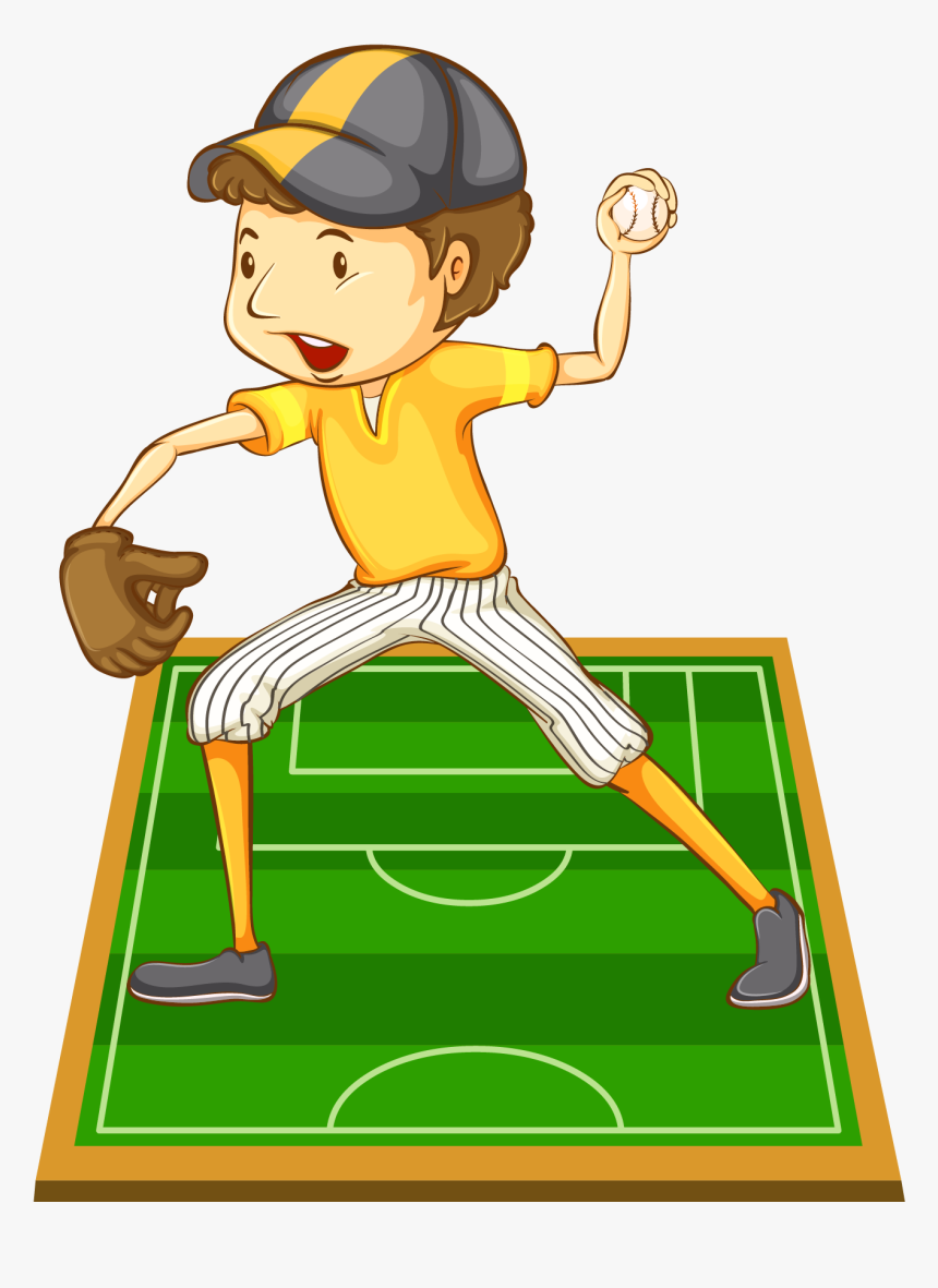 Transparent Baseball Player Clipart - Drawing Of Person With Baseball Glove, HD Png Download