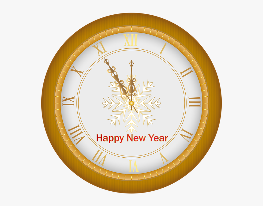 Happy New Year Clock Gold Clip Art Image - Happy New Year Clock Clipart, HD Png Download