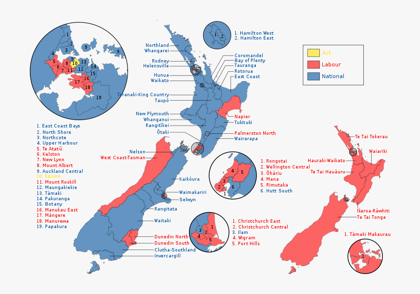 Nz Election Results Map 2017, HD Png Download