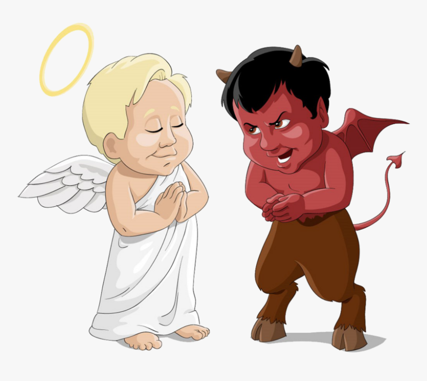 #mq #devil #angel #good #bad - Baby Devil And Angel, HD Png Download