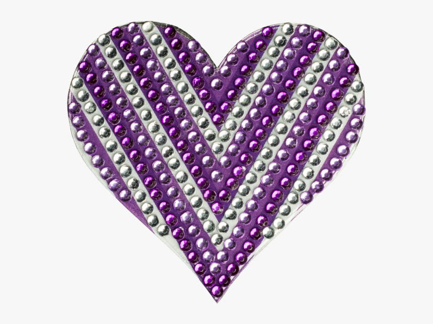 Rhinestone Purple Chevron Heart 2in Stickerbeans - Lilac, HD Png Download