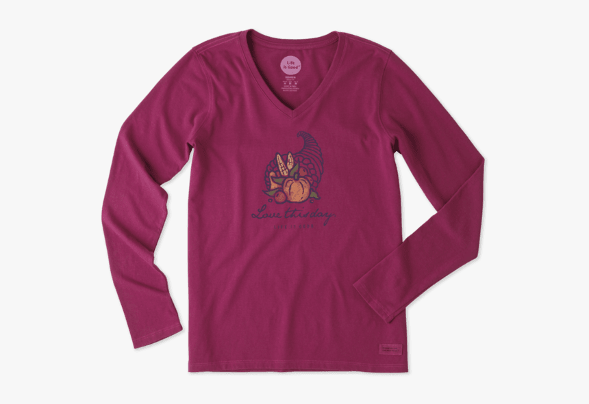 Women S Love This Day Cornucopia Long Sleeve Crusher - Long-sleeved T-shirt, HD Png Download
