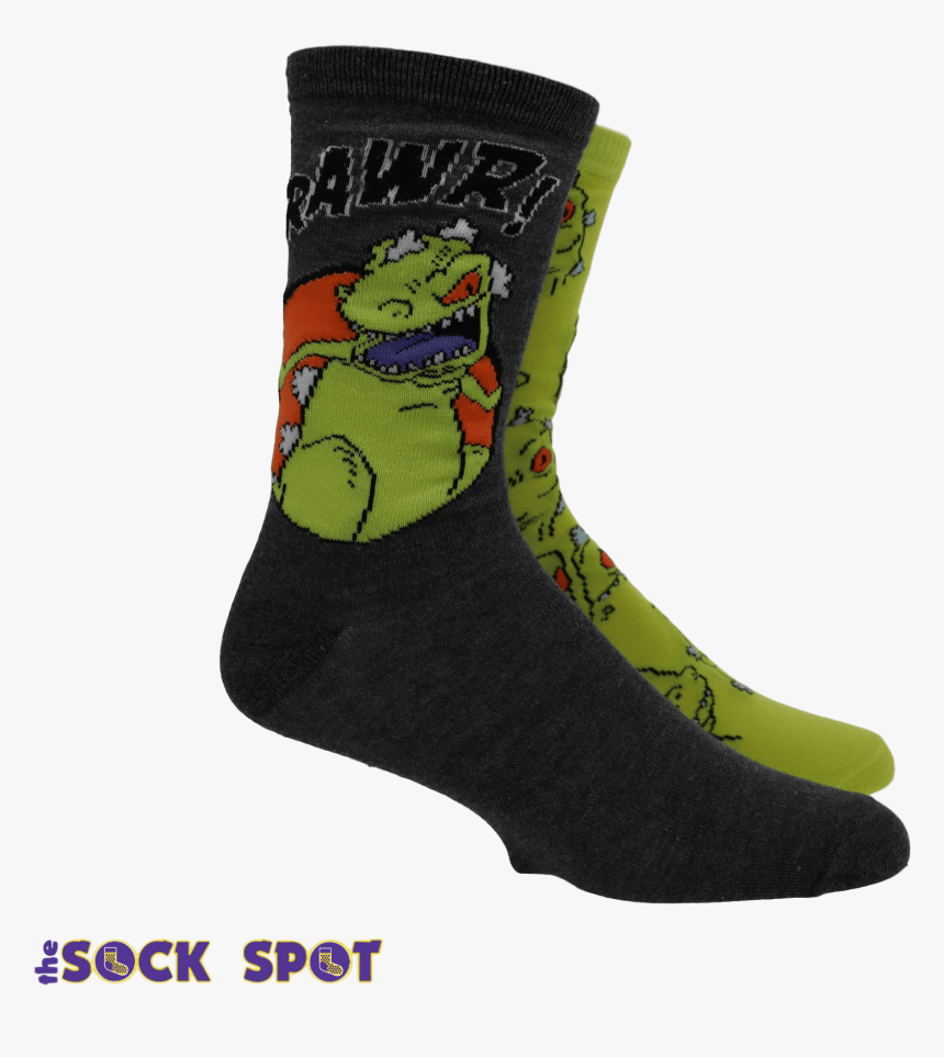 2 Pair Pack Nickelodeon Rugrats Reptar Socks - Sock, HD Png Download