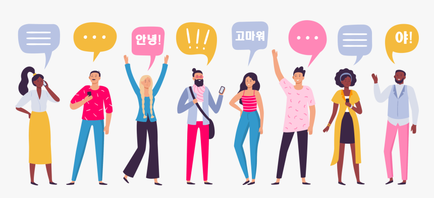 Eight People Communicating With Korean Words - Group Young People, HD Png Download