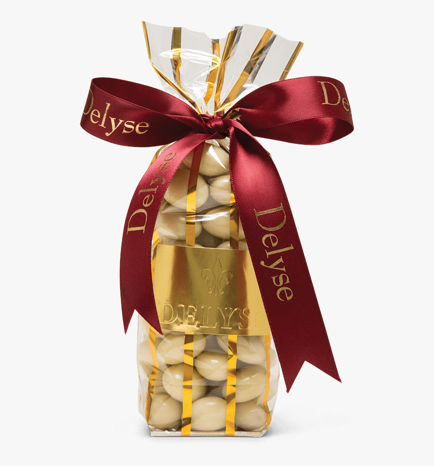 White Chocolate Praline Almonds Gold Bag Red Ribbon - Gift Wrapping, HD Png Download