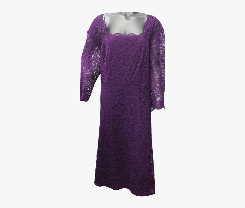 Women Lace Dress Slash Neck Stitching Color Purple - Gown, HD Png Download