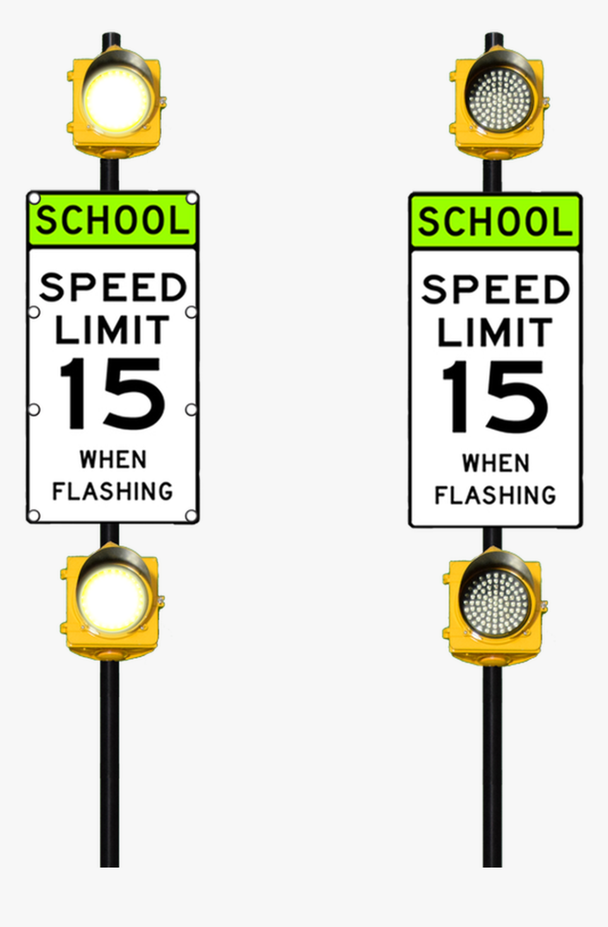 Double Flashing School Zone Sign - Speed Limit Sign, HD Png Download