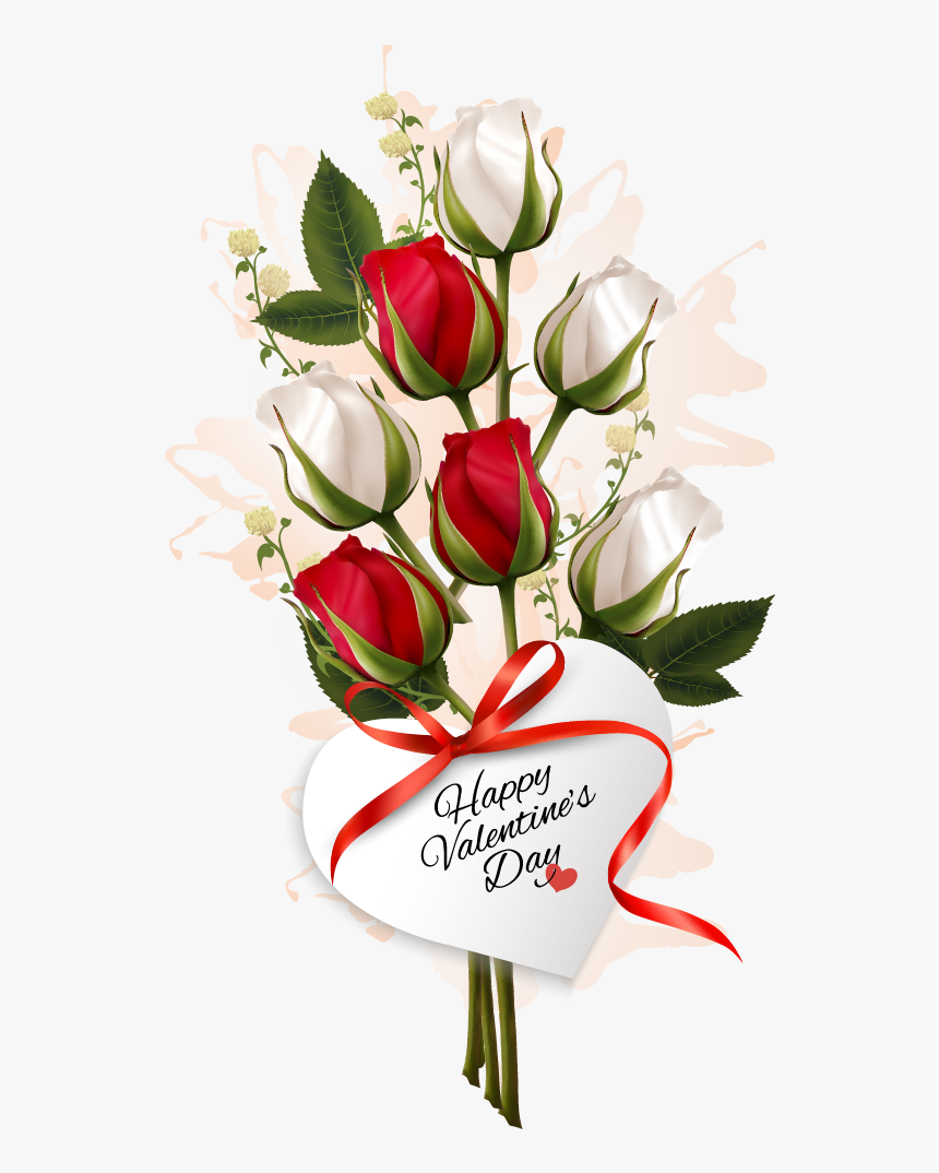 Transparent Valentine Clipart Png - Happy Valentines Day White Roses, Png Download