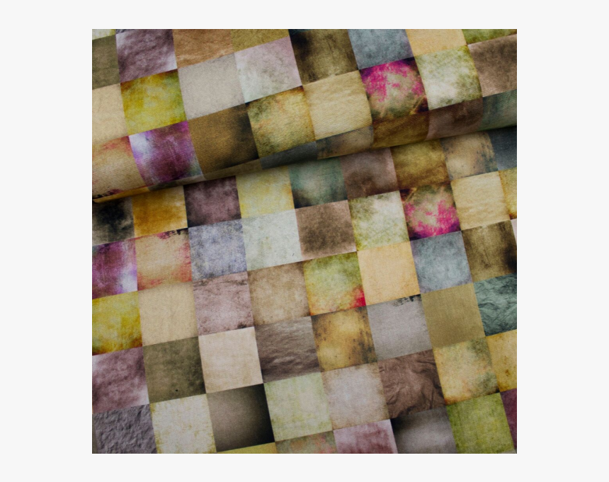 Cotton Canvas Printed Squares Multicolored - Wood, HD Png Download