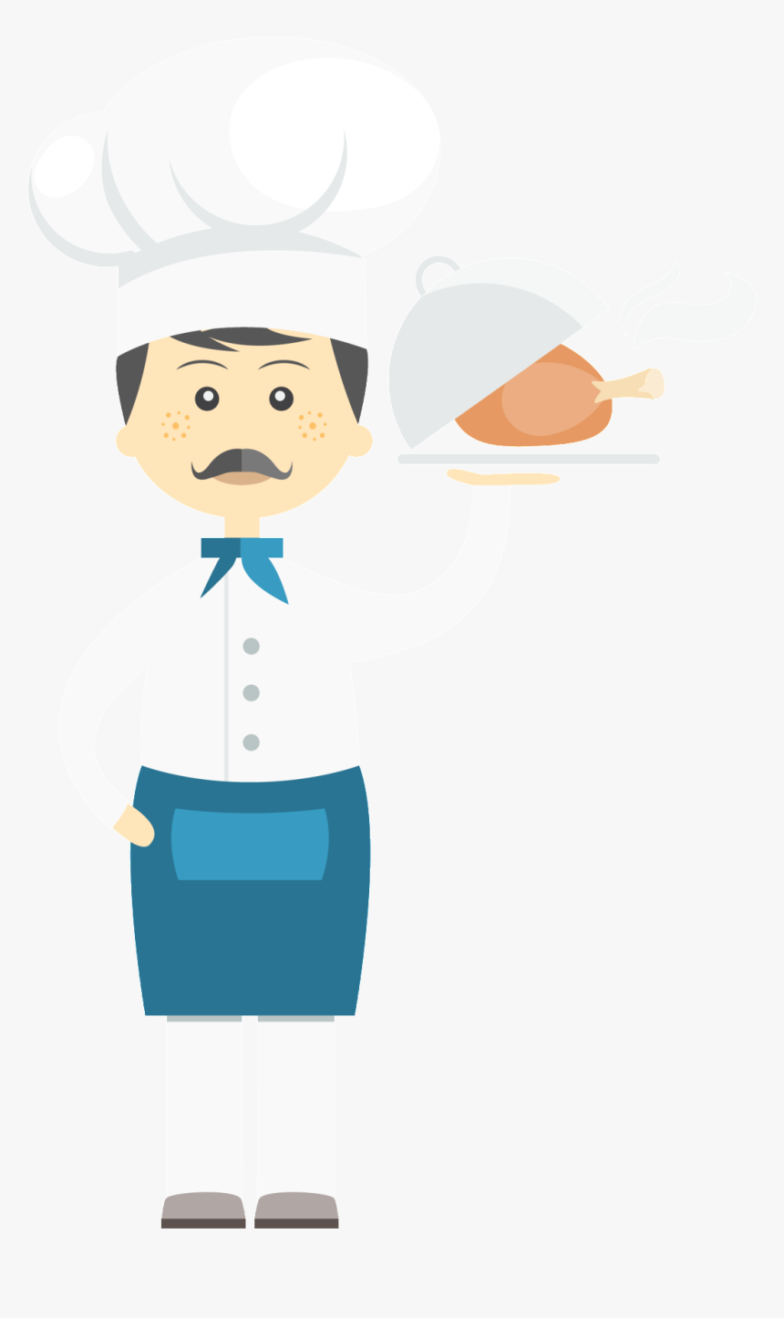 Flat Male Chef Cartoon Background Vector - Cartoon, HD Png Download