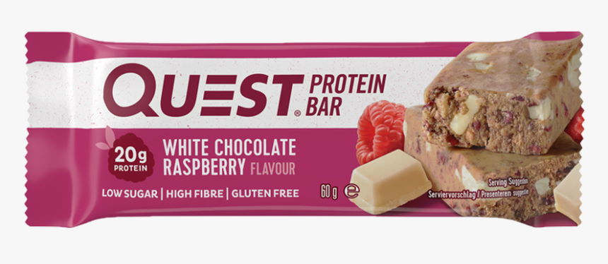 White Choc Raspberry - חטיף חלבון Quest, HD Png Download