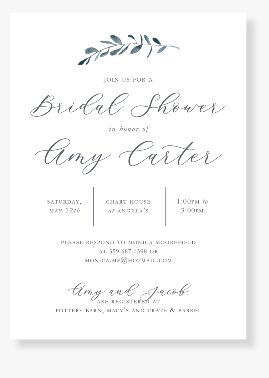 Amy Bridal Shower Invitation, HD Png Download