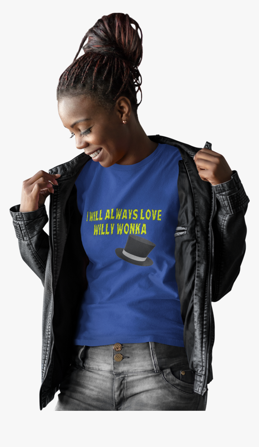I Will Always Love Willy Wonka - Woman T Shirt Mockup Jacket, HD Png Download