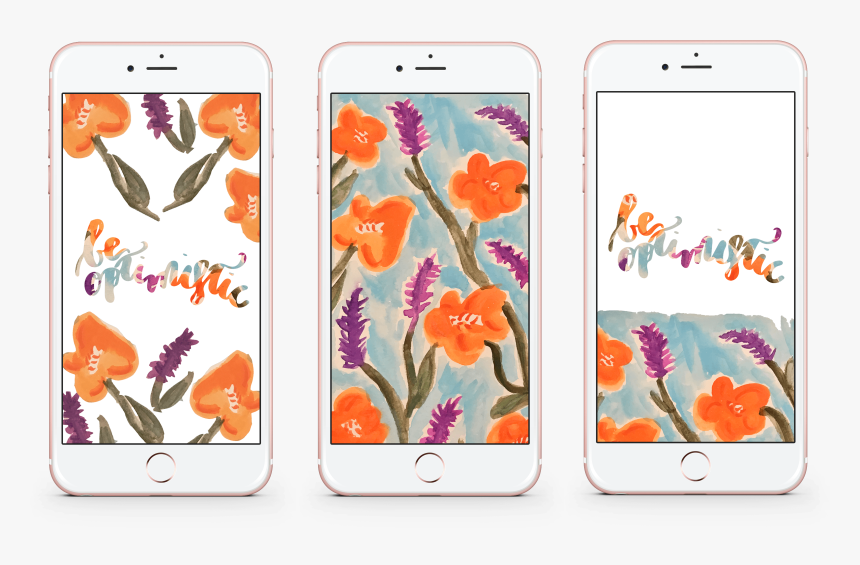 Mockups Of Lockscreens With Watercolor Poppies And - Cartoon, HD Png Download