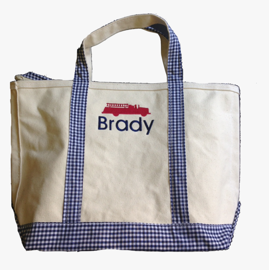 Personalized Boys Navy Gingham Tote Bag - Tote Bag, HD Png Download