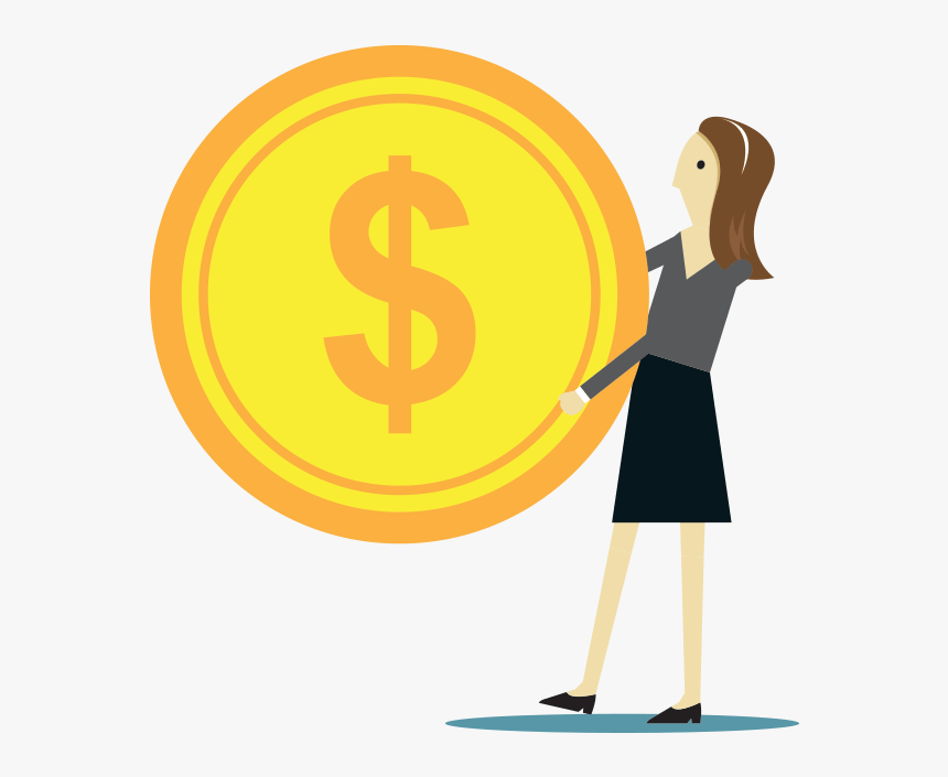 Business Woman Holding A Lot Of Money - Illustration, HD Png Download