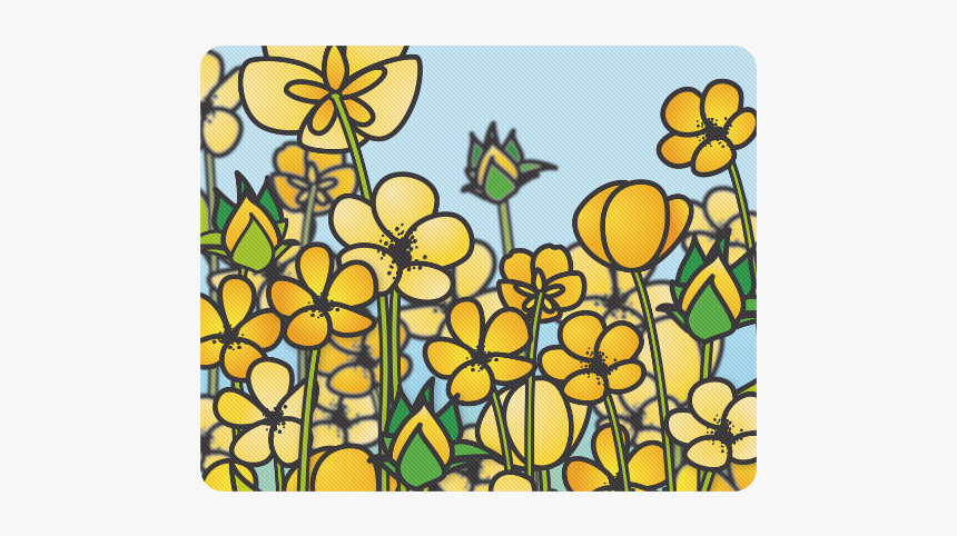 Buttercup Flower Field Yellow Floral Arrangement Rectangle - Motif, HD Png Download
