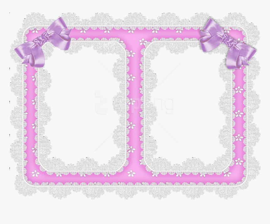 Free Png White Lace And Purple Ribbon Transparent Frame - Portable Network Graphics, Png Download