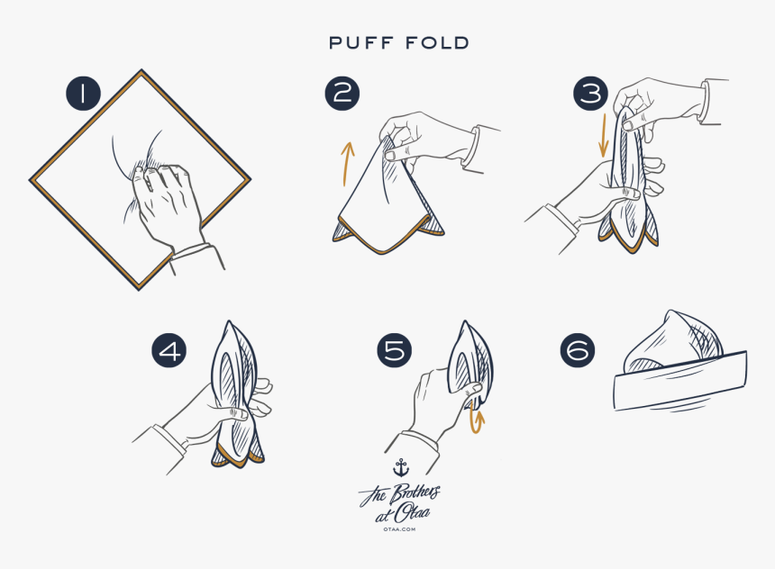 How To Fold A Puff Fold - Pocket Square Folds Reverse Puff, HD Png Download