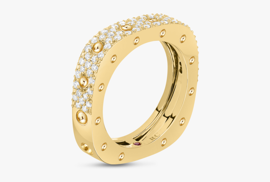 Roberto Coin Pois Moi 18k Yellow Gold 1 Row Square - Roberto Coin Pois Moi Ring, HD Png Download