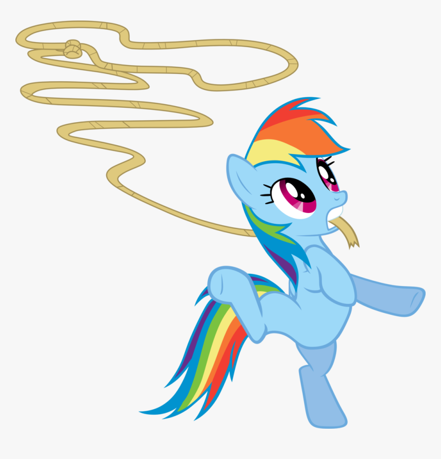 Cthulhuandyou, Lasso, Mouth Hold, Rainbow Dash, Rope, - Cartoon, HD Png Download