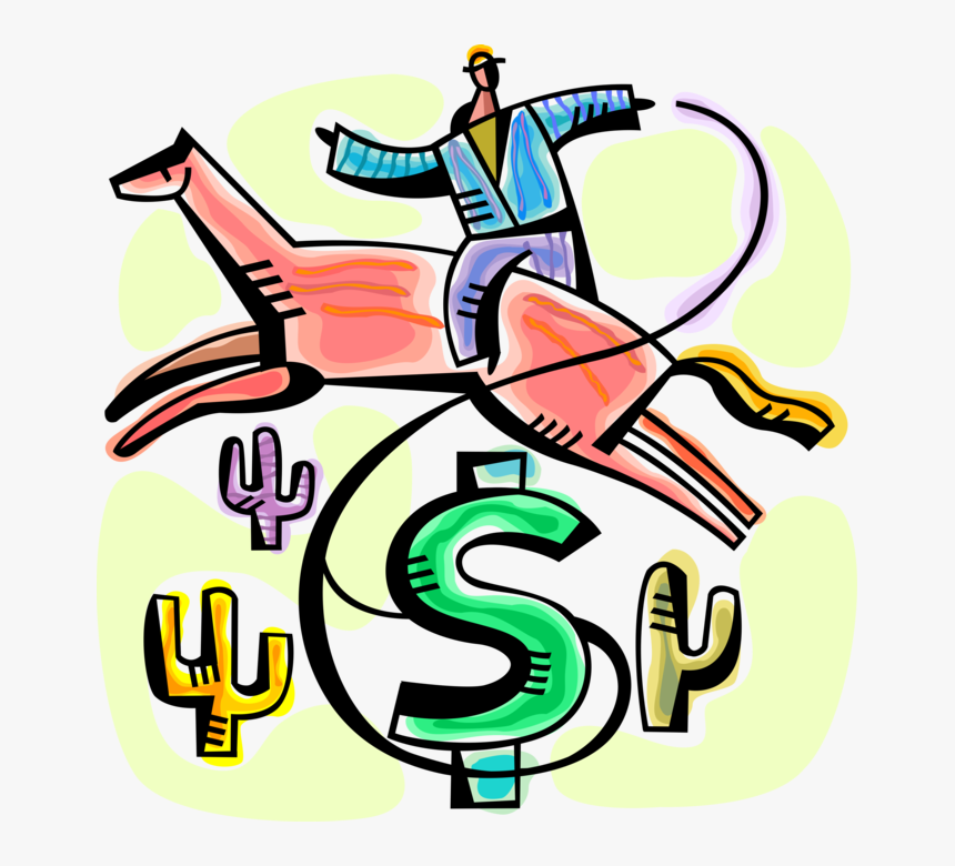 Vector Illustration Of Investment Cowboy On Horseback, HD Png Download