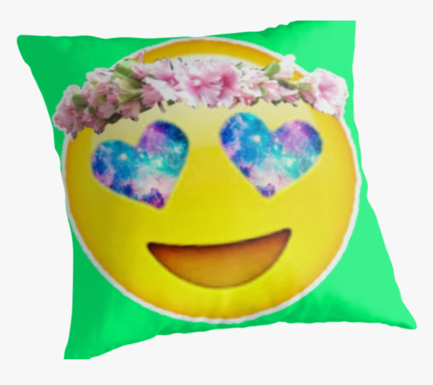 Flower Crown Galaxy Eyes Emoji Throw Pillows By Lucie - Galaxy Emoji Heart Eyes, HD Png Download
