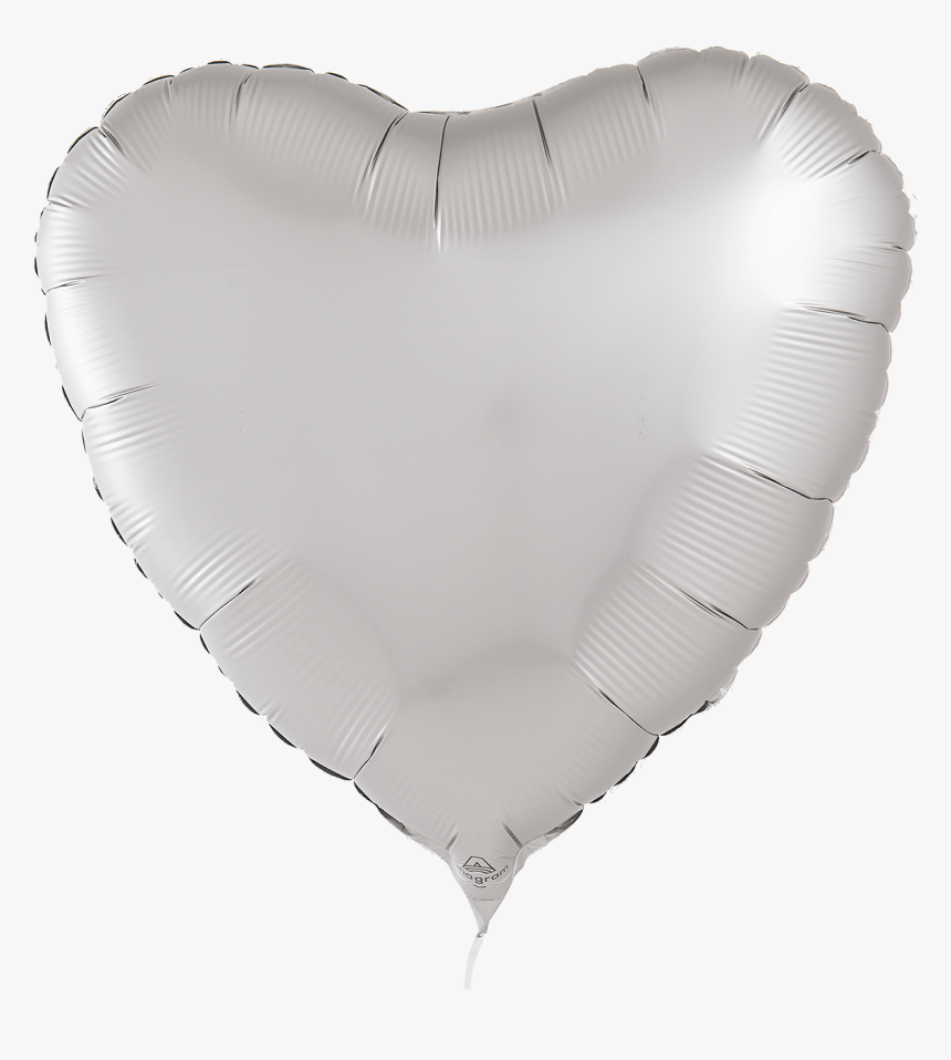 A Photograph Of Platinum Satin Foil Heart Balloon - Balloon Foil Heart Png, Transparent Png