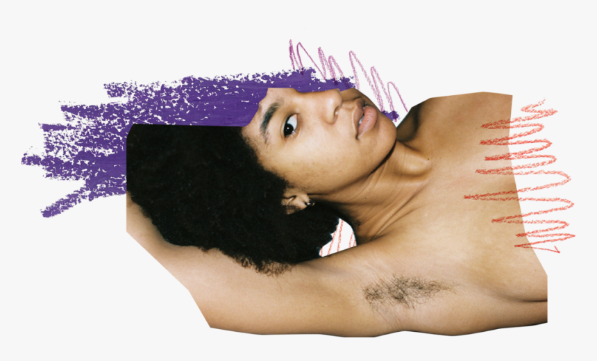 Black Woman Lying Down With Eyes Open And Hair Under - Girl, HD Png Download