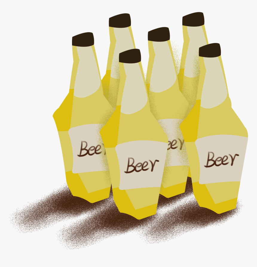 Beer Cartoon Yellow Wine Bottle Png And Psd - Bottle, Transparent Png