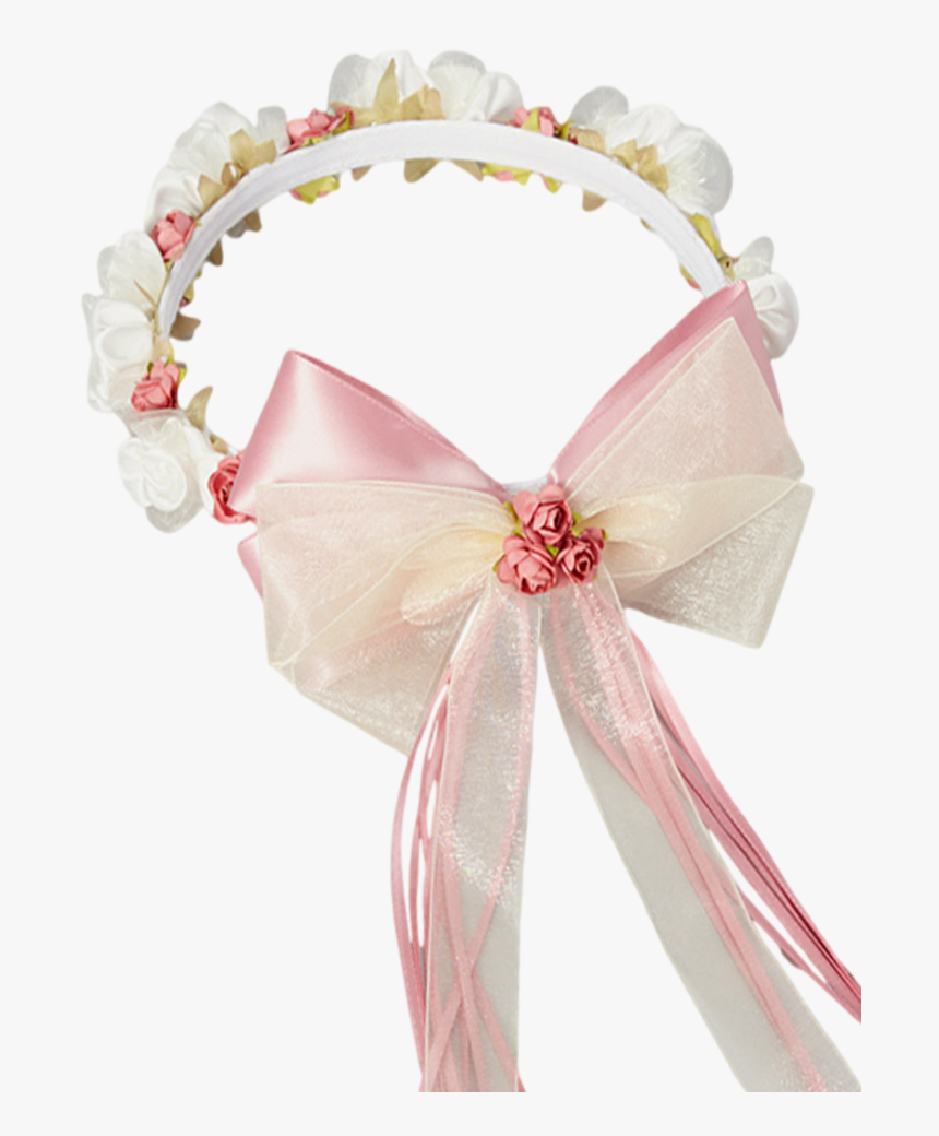 Dusty Rose Silk & Satin Floral Crown Wreath Girls - Ribbon, HD Png Download