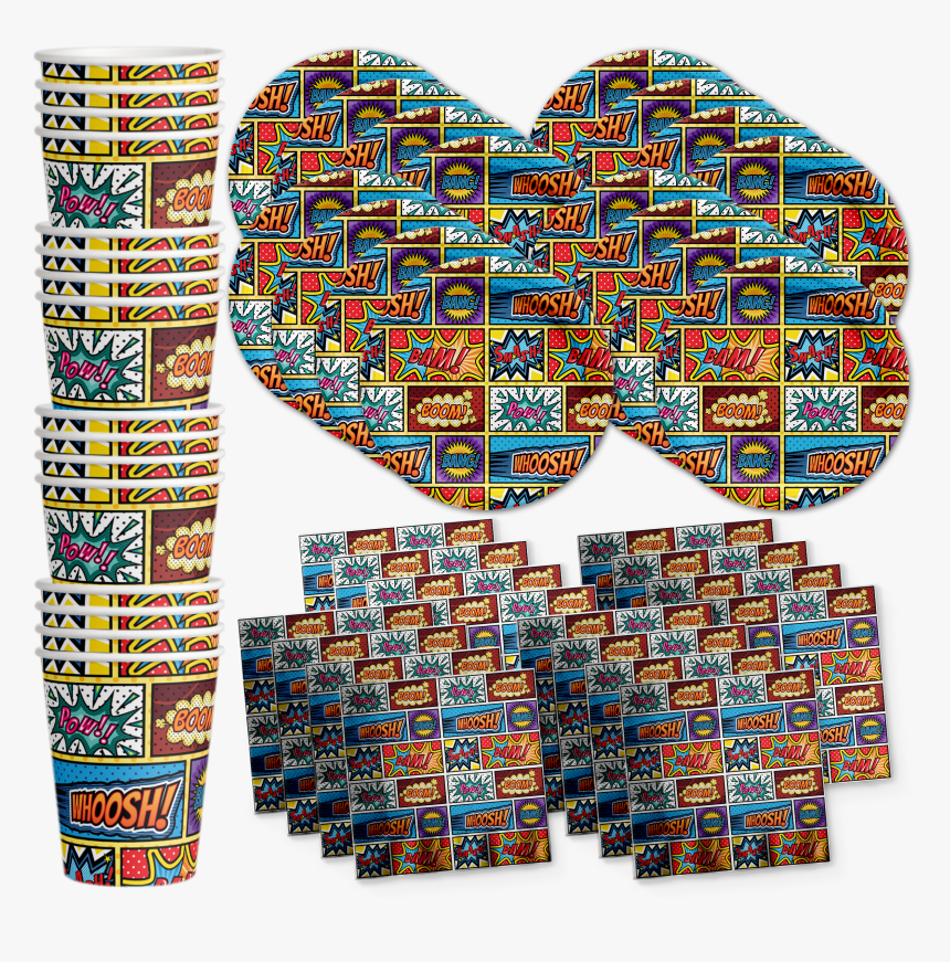 Superhero Comicbook Birthday Party Tableware Kit For, HD Png Download