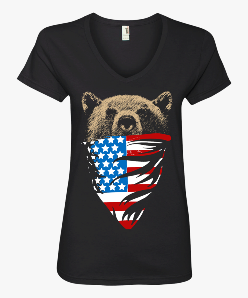 Bear Wearing American Flag Bandanna Ladies - Bear With American Flag Bandana, HD Png Download