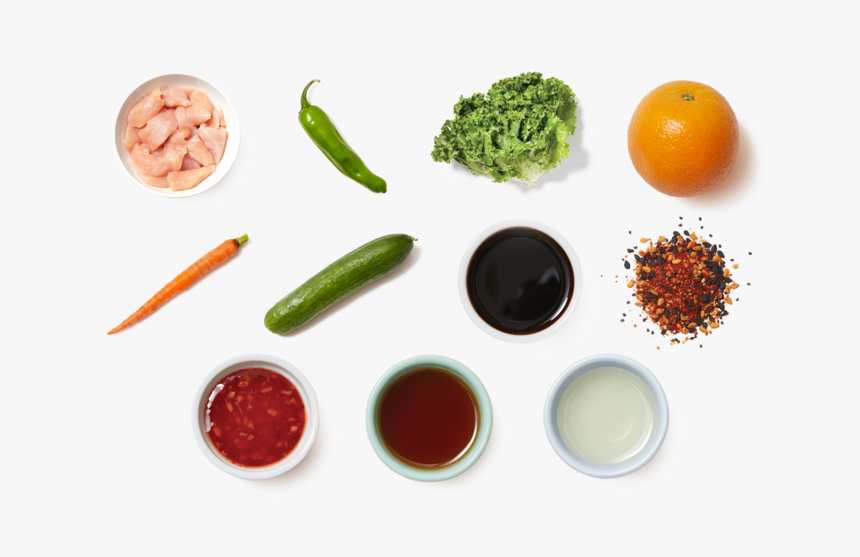 Orange Chicken Salad With Carrots, Cucumber & Shishito - Chicken, HD Png Download