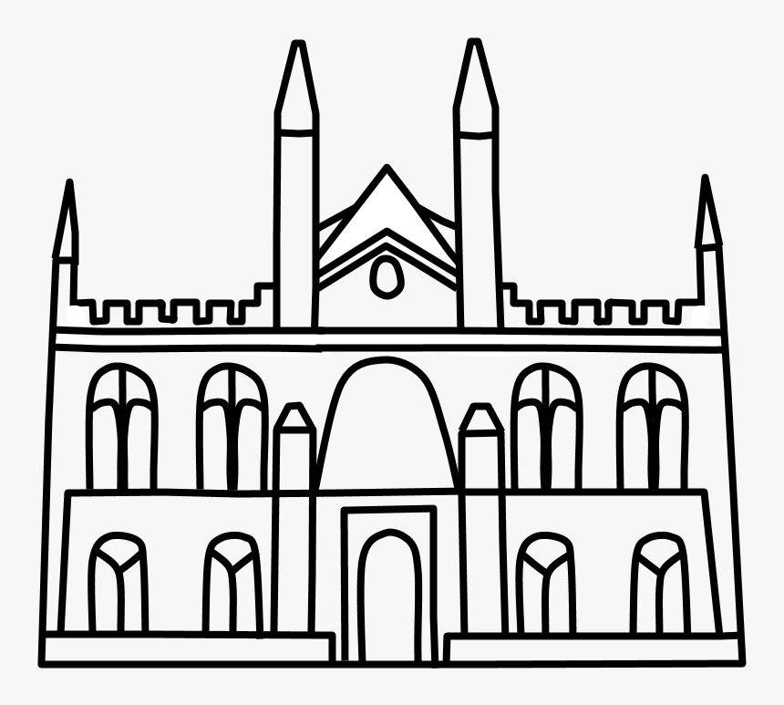 Castle, Medieval, Turrets, Black And White, Png - Middle Ages Church Drawing, Transparent Png