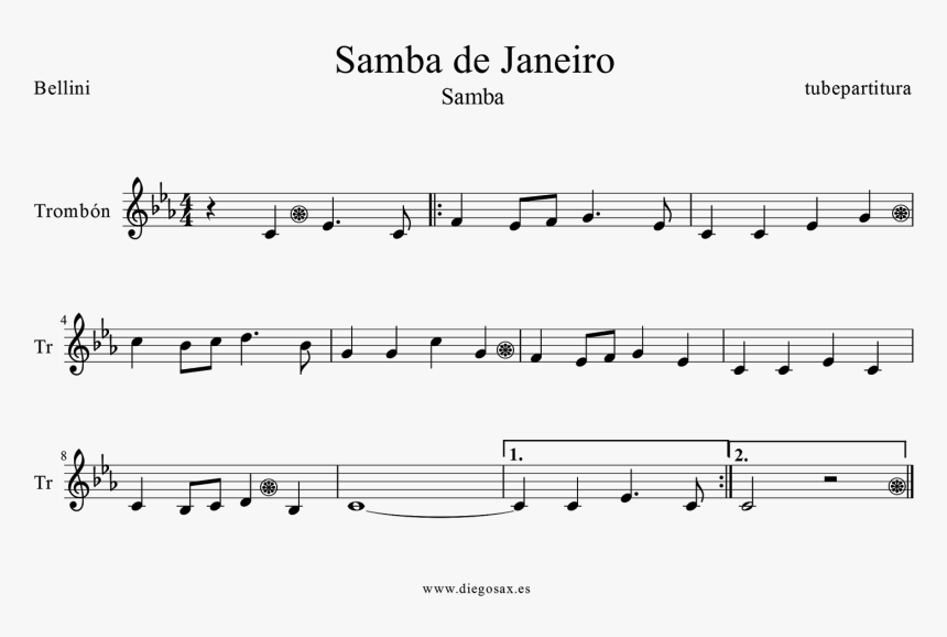 Tubescore Janeiro S Samba By Bellini Sheet Music For - Stand By Me Partitura, HD Png Download