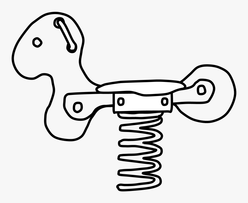 Rocking Horse, Springs, Black And White - Line Art, HD Png Download