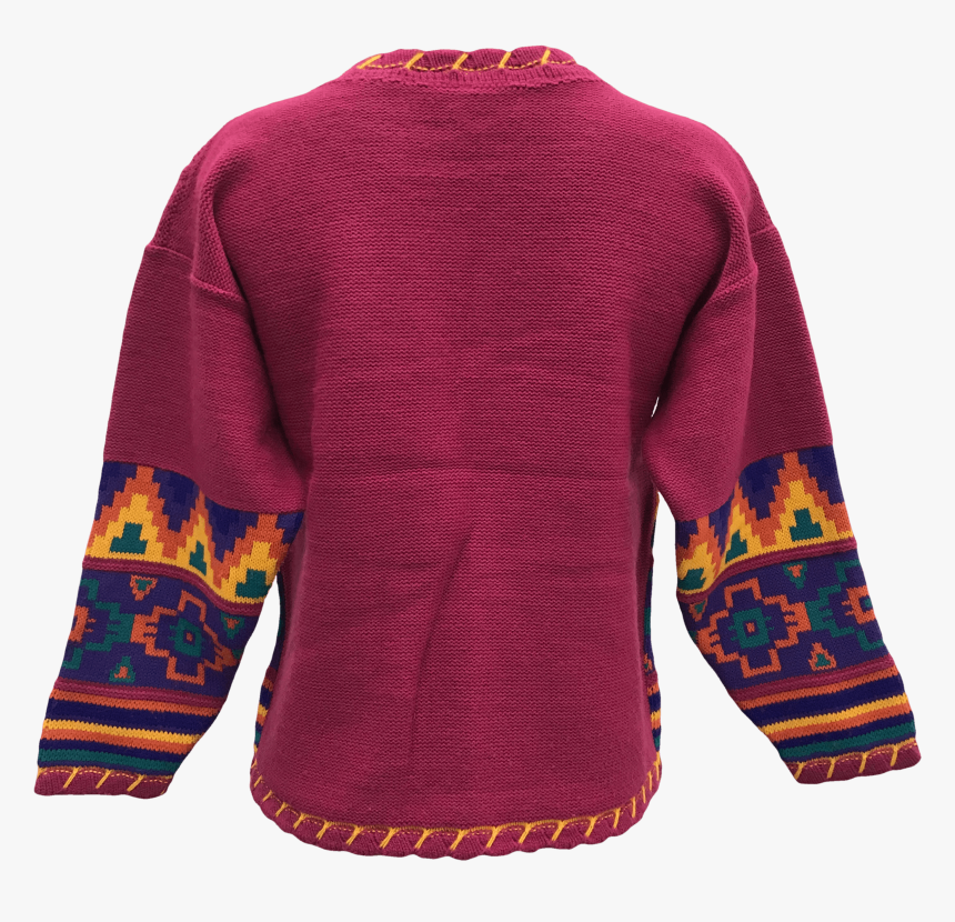 80 S Pink Cable Knit Sweater With Multicolor Geometric - Cardigan, HD Png Download