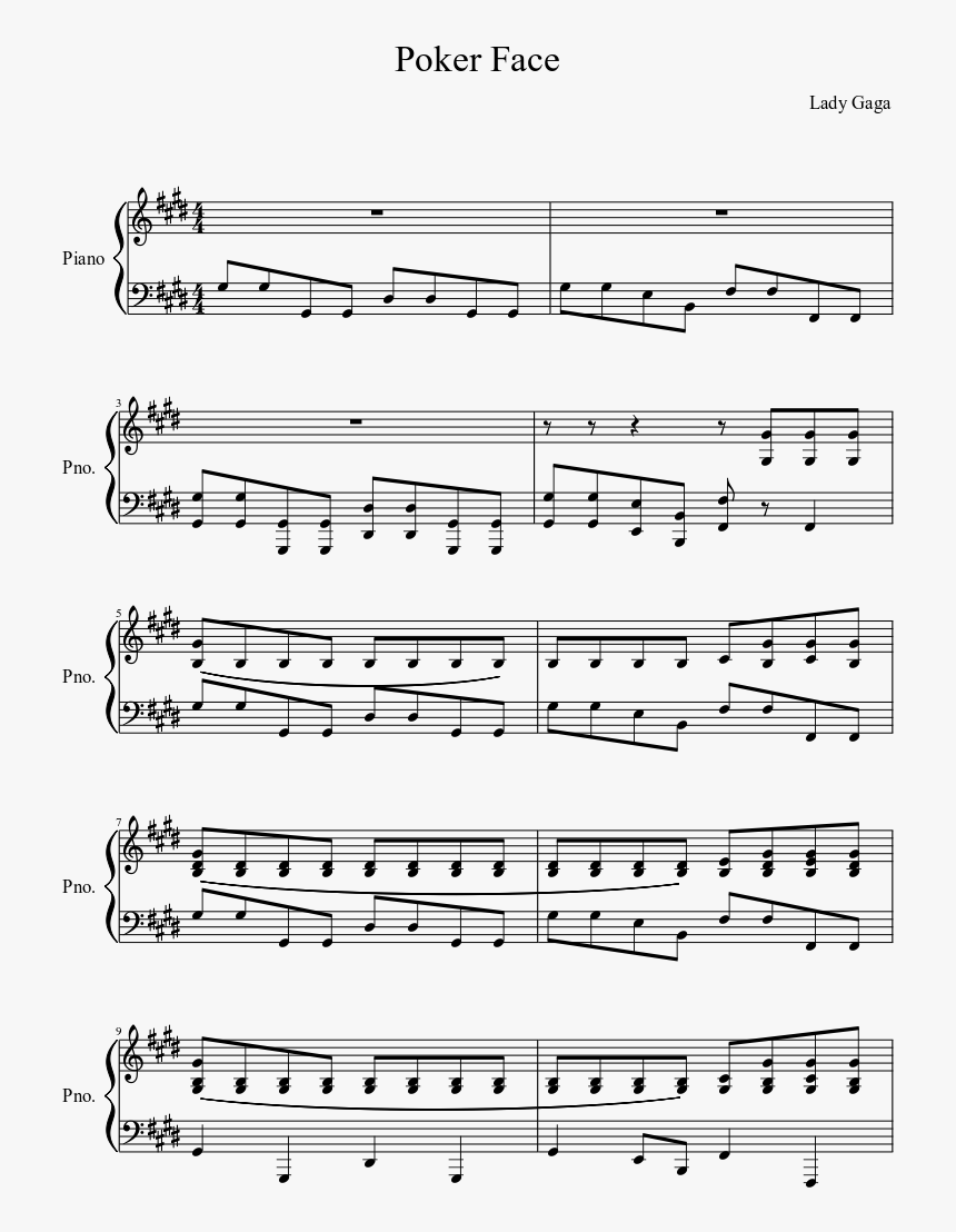 Transparent Poker Face Png - Partitura De Tokyo Ghoul Piano, Png Download