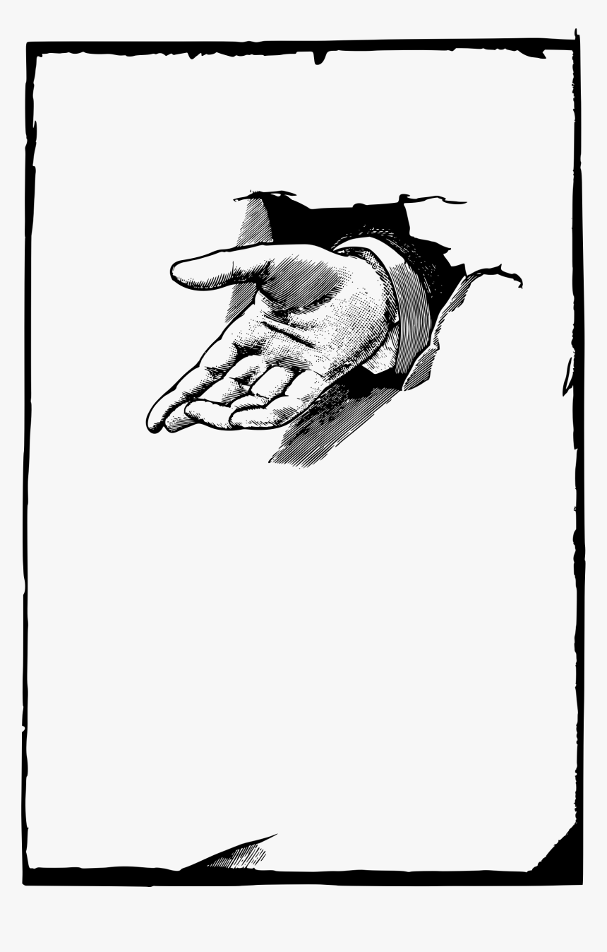 Hand Punching Through Page - Clip Art, HD Png Download